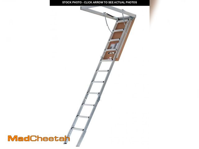 Lot 74-12106083 - LITE 10-Foot Aluminium Attic Ladder 54" W x 25.5" H (Rough Opening), 375-Pound Load Capacity, Type I...