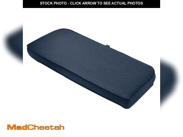 Lot 74-14115330 - Classic Accessories Montlake FadeSafe Heather Indigo 41 in. x 18 in. Contoured Outdoor Bench Cushion...