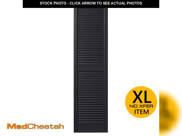 Lot 74-14450043 - Ply Gem 16 1/2 in. x 67 in. Open Louvered Polypropylene Shutters Pair in Pebblestone Black - UNUSED