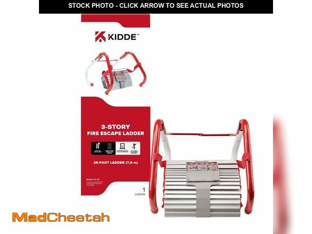 Lot 74-13801663 - Kidde Fire Escape Ladder, 3-Story Rope Ladder, Extends to 25-Feet, Anti-Slip Rungs - UNUSED