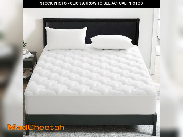 Lot 74-12491124 - INGALIK Premium 400TC Quilted Cotton Mattress Pad, Queen, Cooling Breathable, 8-21" Deep Pocket, Mac...