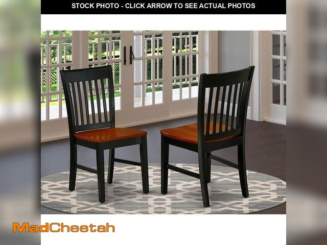 Lot 74-13739693 - HOME IMPORTS EMPORIUM Black and Cherry Wooden Seat Slat Back Dining Chair (Set of 2) - UNUSED