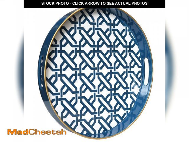 Lot 74-12313226 - Spsyrine Round Decorative Tray, Plastic Serving Table Tray with Handles for Breakfast, Modern Ottoma...