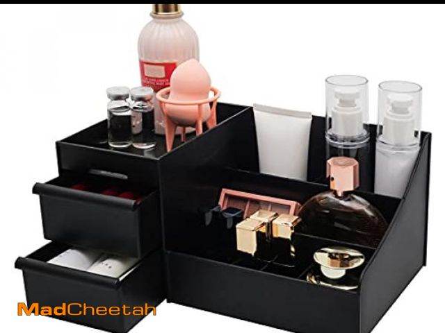 Lot 74-12331644 - Simbuy Black Cologne Organizer for Men - Large Countertop Organizer with Drawers for Cologne, Perfum...