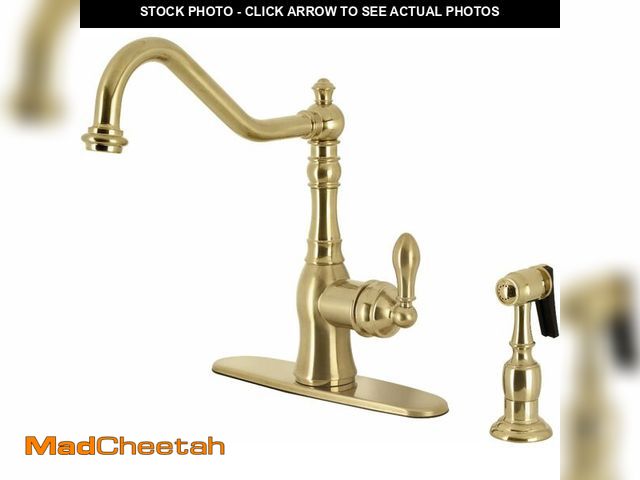 Lot 74-13679972 - Gourmetier GSY7707ACLBS American Classic Single-Handle Kitchen Faucet with Brass Sprayer, Brushed Br...