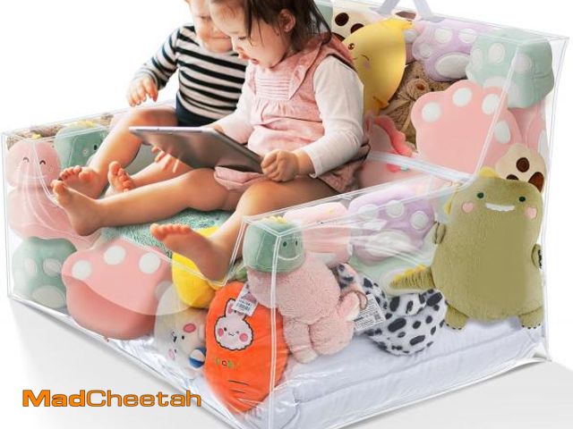 Lot 74-12332484 - Teenyyou Stuffed Animal Storage Bean Bag Chair Sofa Cover Zipper Large Transparent PVC Stuffed Anima...