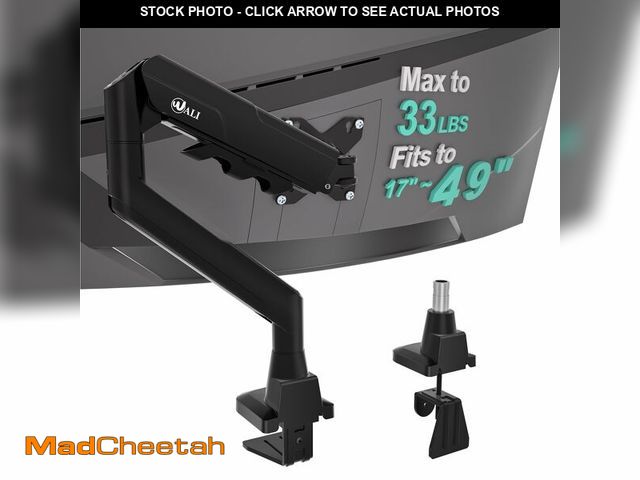 Lot 74-13631666 - WALI Heavy Duty Single Monitor Arm for 17-49 Inch Flat Curved Ultrawide Screens, up to 33 Lbs, Adjus...