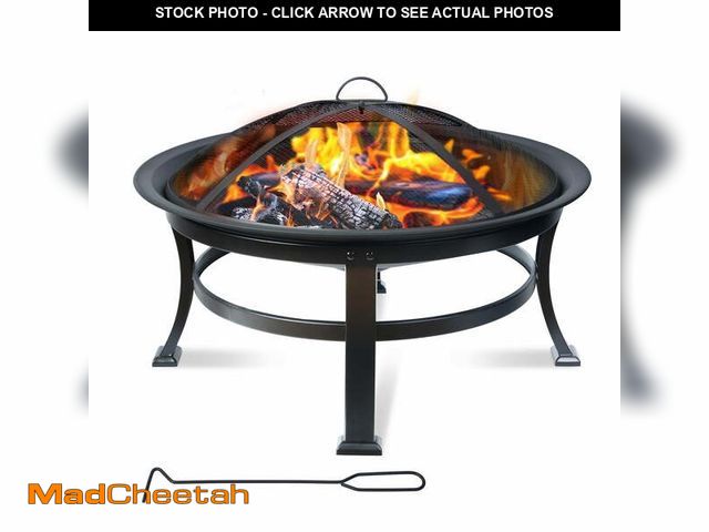 Lot 74-12887883 - Red Mountain Valley 30" Steel Outdoor Wood Burning Fire Pit for Patio Backyard BBQ with Spark Screen...
