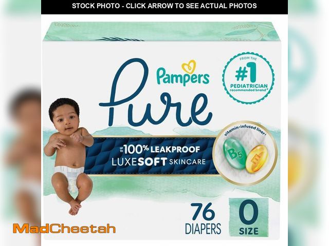 Lot 74-13628657 - Pure Protection Baby Diapers, Size 0 (>10 lbs), 76 Count, Up to 100% Leakproof, Premium Plant-Bas...