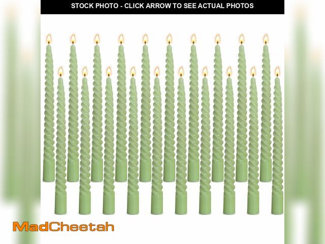 Lot 74-14143454 - 20 Pack 10 Inch Sage-Green Spiral Taper Candles for Christmas and Spring Home Decoration, Unscented ...