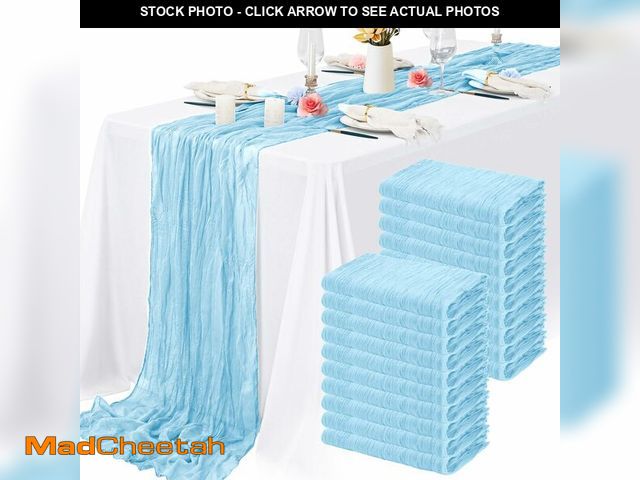 Lot 74-13946543 - 20 Pack Light Blue Cheesecloth Table Runner 10FT Long Boho Gauze Fabric Table Runner Vintage Rustic ...