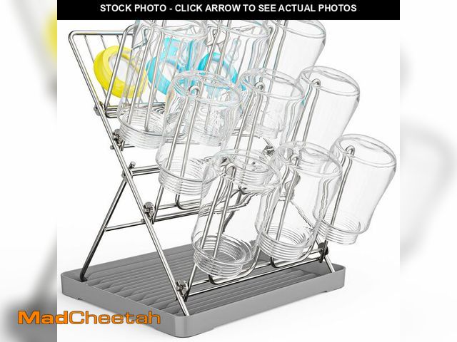 Lot 74-13574716 - Solvrix Vertical Baby Bottle Drying Rack, 9 Hooks Vertical Rack Dryer with Drainage Tray for Water B...