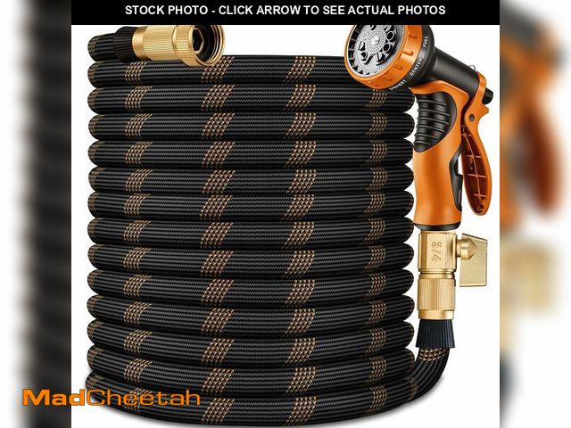 Lot 74-14147341 - Flexible Garden Hose 100 FT, Ultra Lightweight Water Hoses w/10 Function Sprayer and 3/4" Brass Fitt...