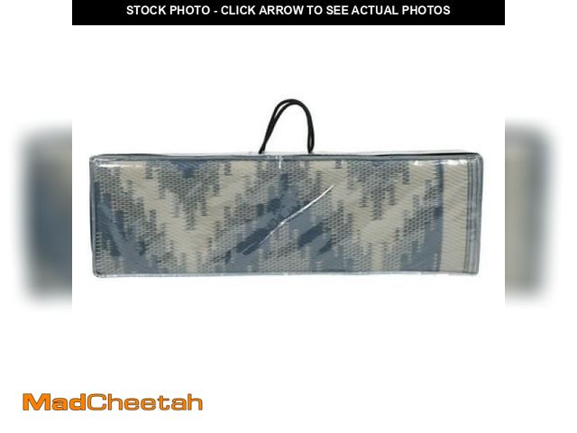 Lot 74-12421381 - Auto Drive 9 X 12  Reversible Grey/Blue Lighted Ikat RV Patio Mat  100% Polypropylene - UNUSED