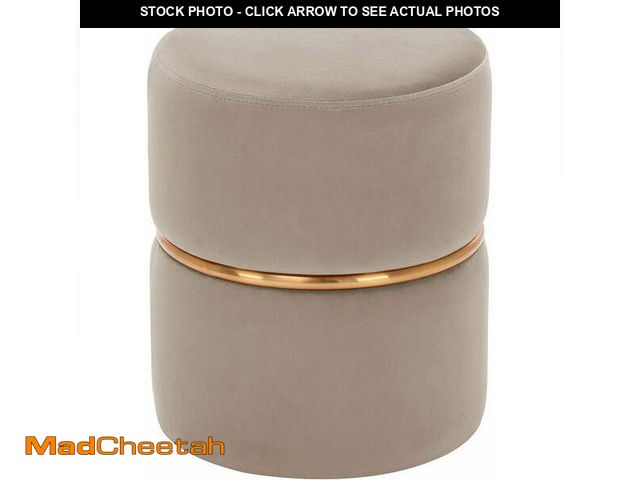 Lot 74-13059489 - DUHOME Modern Round Velvet Ottoman Footrest Vanity Stool Padded Stool for Living Room, Bedroom Khaki...