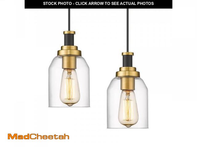 Lot 74-12315757 - zeyu Modern Hanging Pendant Lights 2 Pack, Kitchen Pendant Lighting with Clear Glass Shade, Black an...