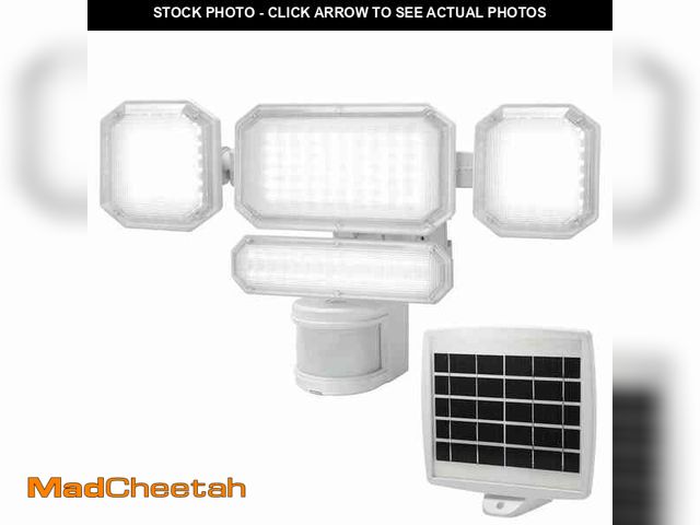 Lot 74-12557193 - Defiant 270ÃâÃÂ° White Motion Sensor Solar Powered Outdoor 4-Head LED Security Flood Light 3000 ...