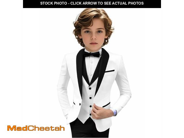 Lot 74-12706775 - Tuxedo Suits for Boys 3 Pieces Slim Fit Boys Formal Suit Dresswear Ring Bearer Outfit Blazer Vest Pa...