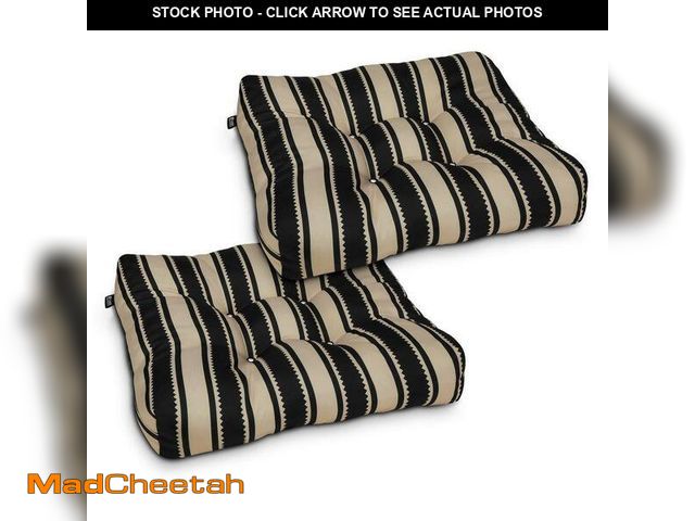 Lot 74-12464854 - Classic Accessories Classic Black Sedona Stripe 19 in. L x 19 in. W x 5 in. Thick Square Patio Seat ...