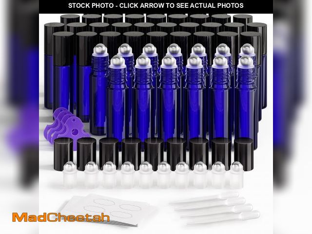 Lot 74-12314481 - ULG Essential Oil Roller Bottles 48 Pack 10ml Cobalt Blue Glass Empty Bottles with Stainless Steel R...