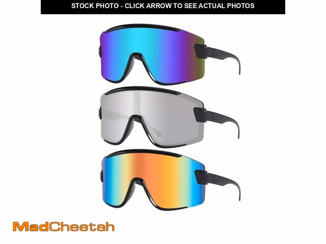 Lot 74-14268941 - Karsaer Vision 3 Pcs Big Shield Wraparound Sunglasses Rave for Men Women Neon Sun Visor Glasses Cycl...