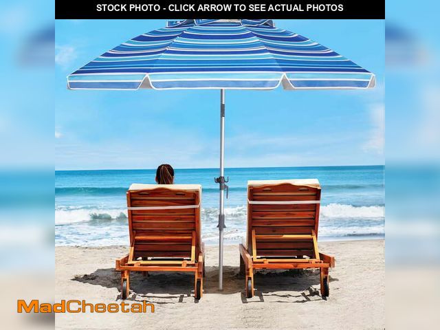 Lot 74-14438292 - 7 FT Beach Umbrellas for Sand, Sun Beach Umbrella with Carry Bag, UV 50+, UPF 100+, Enlarged Sand An...