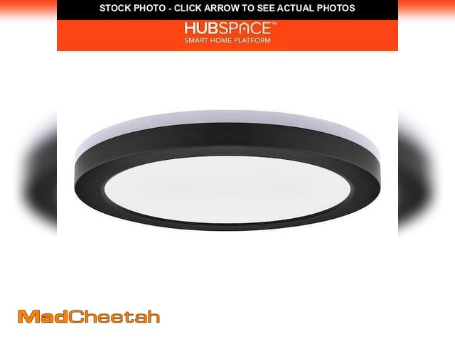 Lot 74-12552432 - COMMERCIAL ELECTRIC 12" HUBSPACE SMART CCT RGB SELECTABLE LED FLUSH MOUNT BLACK - UNUSED