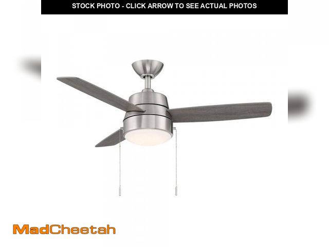 Lot 74-12495973 - Hampton Bay Caprice 44 in. Integrated LED Indoor Brushed Nickel Ceiling Fan with Light Kit - UNUSED