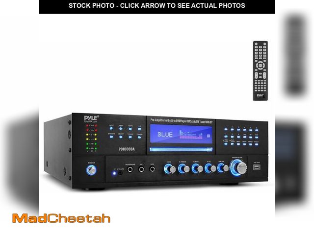 Lot 74-14307545 - Pyle 4-Channel 1000W Power Amplifier with Bluetooth - Wireless Stereo Home Audio Receiver w/ Front L...