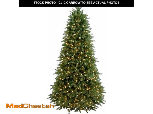 Lot 74-13073124 - (BOTTOM HALF DOES NOT LIGHT) National Tree Company 7.5 ft Pre-Lit Jersey Fraser Fir Slim Artificial ...