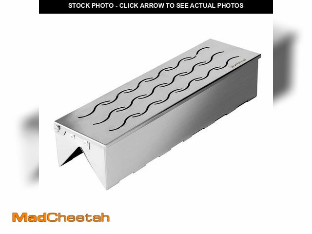 Lot 74-12881768 - Skyflame Wood Chip Smoker Box, Stainless Steel Double V-shape BBQ Smoke Box with Hinged Lid for Char...