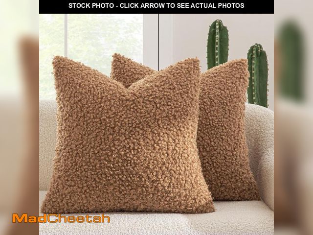 Lot 74-12310271 - MIULEE Pack of 2 Throw Pillow Covers 18x18 Inch Brown Faux Fur Decorative Sherpa Pillow Covers Fuzzy...