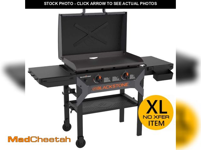 Lot 74-12638458 - Blackstone 2-Burner Propane Outdoor Griddle with Hood in Black - UNUSED