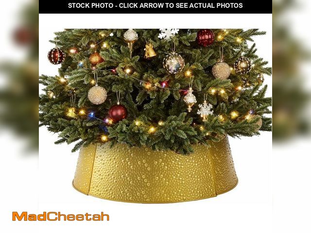 Lot 74-13331781 - Sweetcrispy 26inch Metal Christmas Tree Collar, 4-Panel Base Cover for 7.5ft Artificial Trees, Gold ...