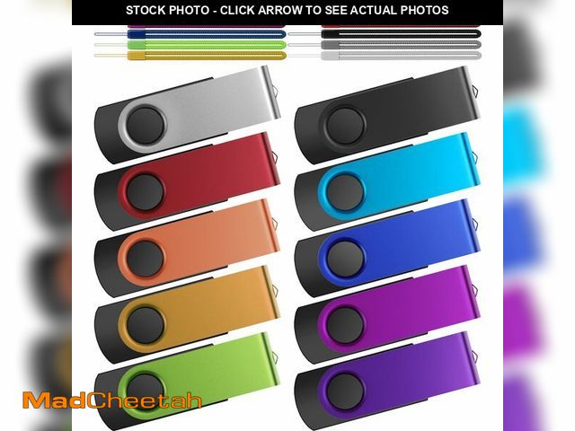 Lot 74-13544780 - Kepmem Thumb Drive 16GB 10 Pack USB Flash Drives Bulk, Metal Swivel USB 2.0 Memory Stick Colorful Ju...