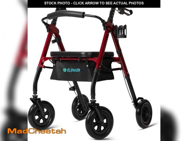 Lot 74-12096123 - ELENKER All-Terrain Heavy Duty Rollator Walker with Wide Seat and Backrest, 10" Wheels, Supports Up ...