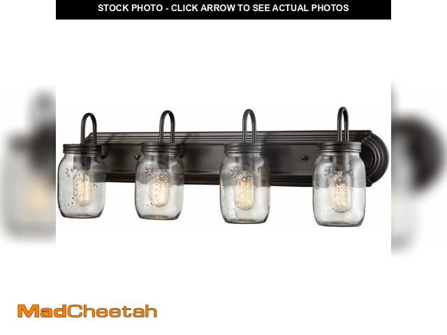 Lot 74-13696481 - DIRYZON EUL Vintage Clear Glass Jar Wall Sconces 4-Light Bathroom Vanity Lighting Fixture Oil Rubbed...