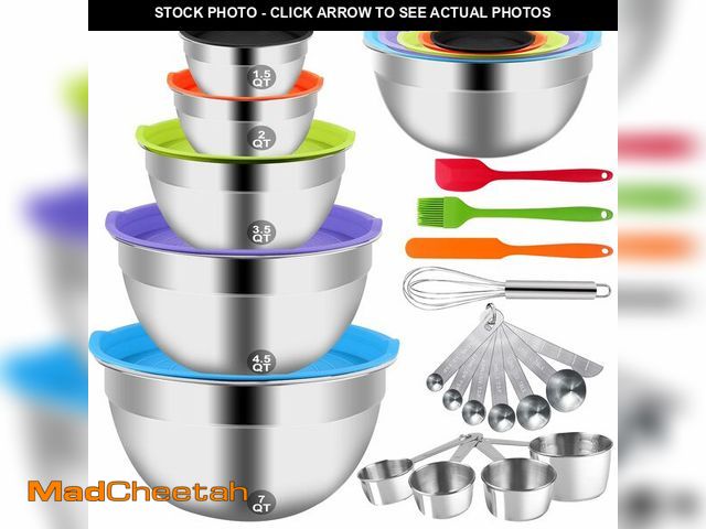 Lot 74-13550193 - WEPSEN Mixing Bowls with Lid Set, 25PCS Kitchen Utensils Metal Bowl Stainless Steel Nesting Bowls, M...