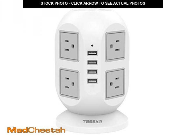 Lot 74-11557890 - Tower Surge Protector Power Strip 10 ft, TESSAN Long Flat Extension Cord with Multiple Outlets, 8 AC...