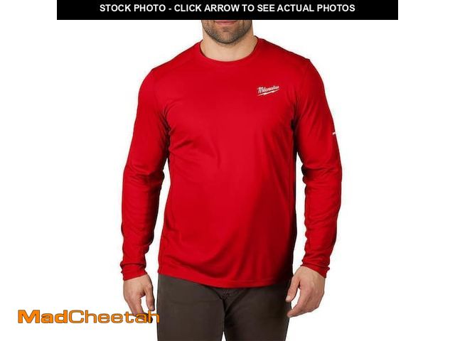 Lot 74-14322203 - Milwaukee Men's WORKSKIN Small Red Lightweight Performance Long-Sleeve T-Shirt - UNUSED