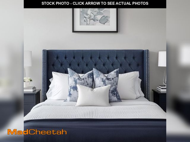 Lot 74-14243019 - Madison Park Baldwin Blue Queen Upholstery Headboard - UNUSED