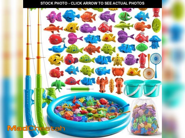 Lot 74-12440189 - NIPLOOOW Pool Fishing Toys Games, Water Table Bathtub Toy with Inflatable Pool Pole Rod Net Plastic ...