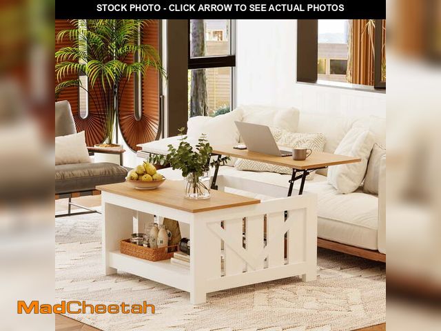 Lot 74-12892324 - GUNAITO Lift Top Coffee Table with Storage Cabinet and 2 Compartments for Living Room, white, 31.5''...