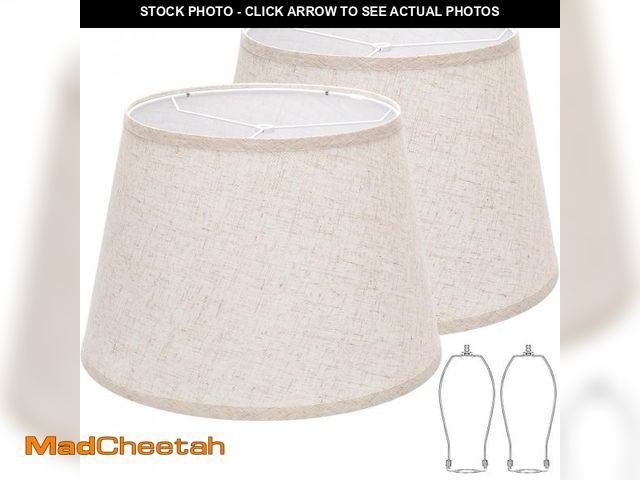 Lot 74-12117117 - Large Drum Lamp Shades Set of 2, 12"Top x 16"Bottom x 11"High, Beige Lampshades for Table Lamps Floo...