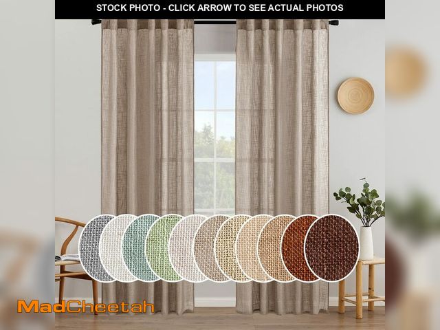 Lot 74-12703714 - MIULEE Taupe Linen Curtains 84 Inch Length for Bedroom Living Room, Soft Thick Linen Textured Window...