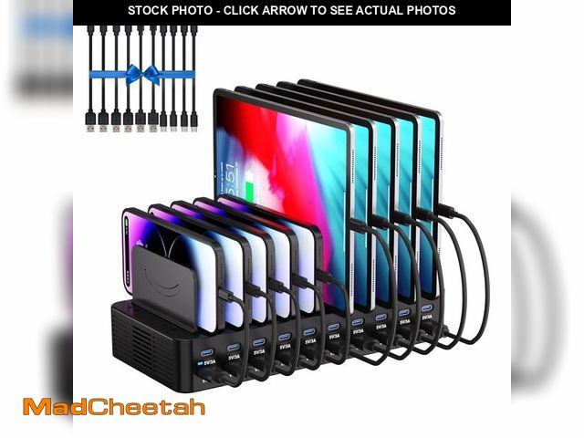 Lot 74-14143587 - 270W Charging Station for Multiple Devices, 20-Port USB Fast Charging Station with Adjustable Divide...