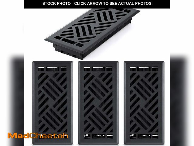 Lot 74-14424207 - Blulu 4 Pack Floor Register 4" x 10" Black Vent Covers, Decorative Steel Floor Vent Covers, Diagonal...