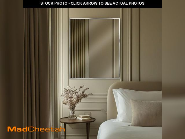 Lot 74-12090395 - Head West Spectrum Modern Rectangular Mirror, Chrome Finished Stainless Steel Framed Bathroom Mirror...