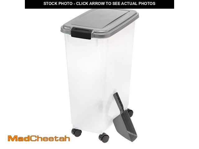 Lot 74-14280078 - IRIS 37.5 lbs Airtight Pet Food Container in Chrome - UNUSED