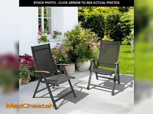 Lot 74-14467680 - CLOUDFLY Folding Kitchen Chairs with Teak Armrests Waterproof Outdoor Dining Chair with 8 Backrest P...